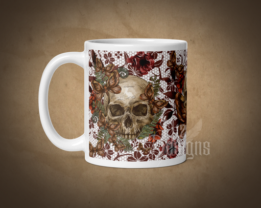 Skull Moth Coffee Mug, Coffee Mug, Fall Coffee Mug, Halloween Mug, Fall Mug, 11 oz Mug