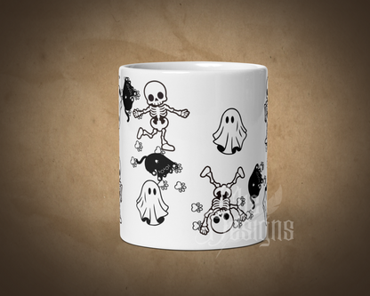 Ghost, and Cats, and Skeletons O My Mug, Coffee Mug, Halloween Mug, Mug for her,Ceramic Mug, Fall Mug, 11 0z