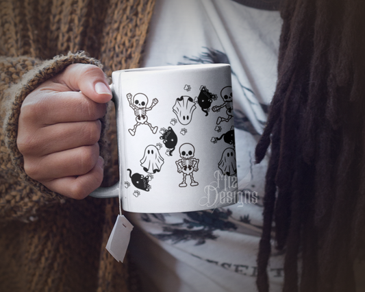 Ghost, and Cats, and Skeletons O My Mug, Coffee Mug, Halloween Mug, Mug for her,Ceramic Mug, Fall Mug, 11 0z