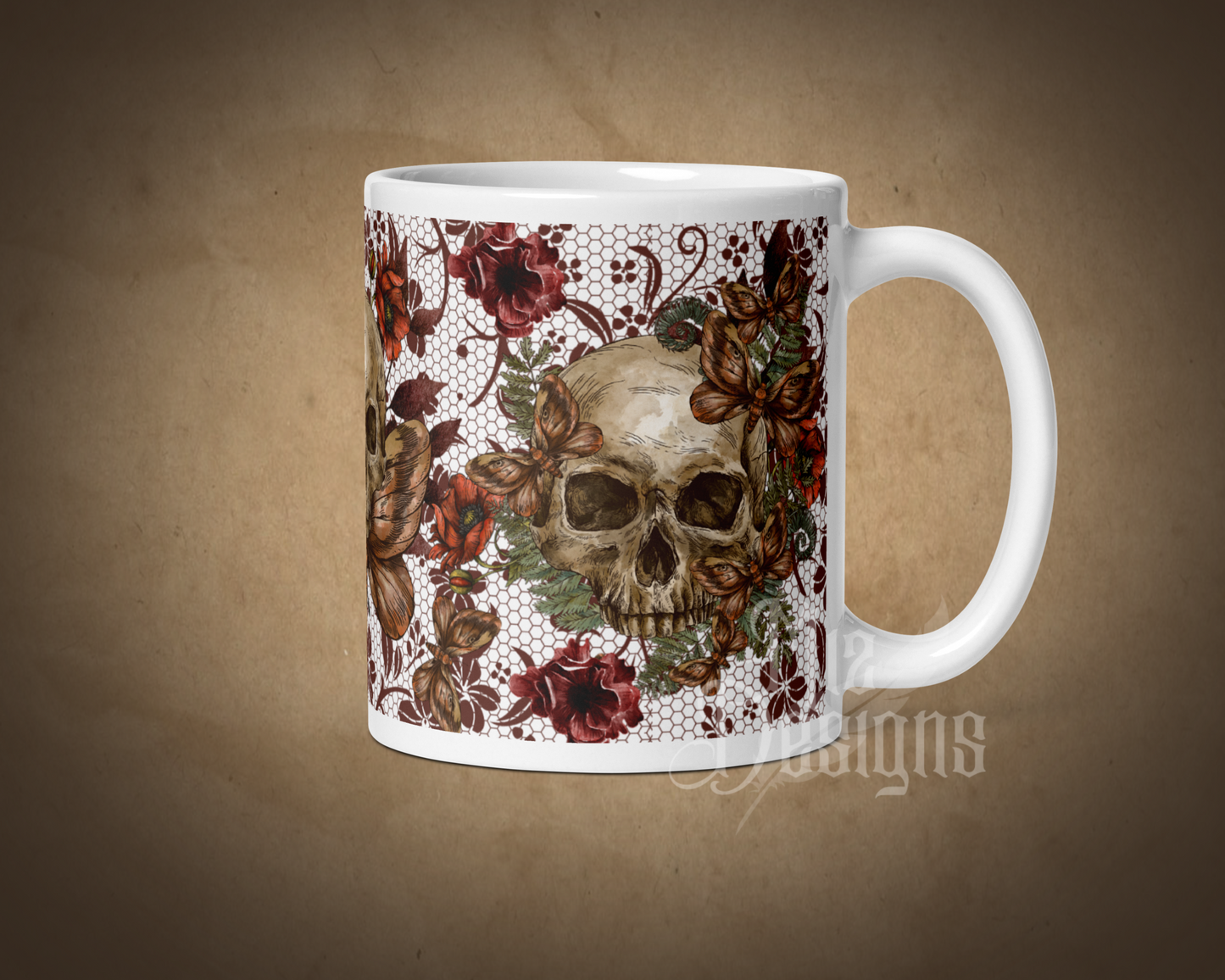 Skull Moth Coffee Mug, Coffee Mug, Fall Coffee Mug, Halloween Mug, Fall Mug, 11 oz Mug